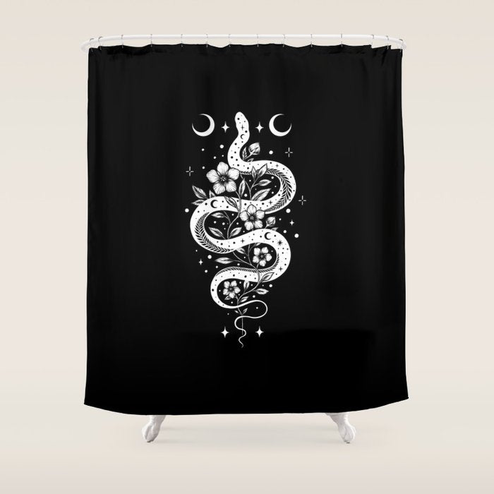 Serpent Spell-White Shower Curtain Gallery Image 1
