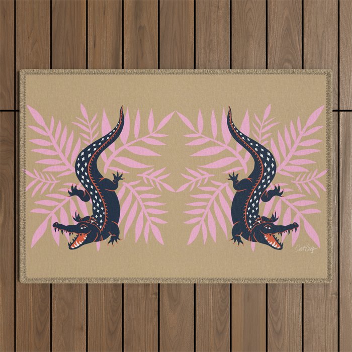 Crocodile - Teal & Ochre Outdoor Rug Gallery Image 1