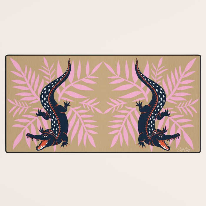 Crocodile - Teal & Ochre Desk Mat Gallery Image 3