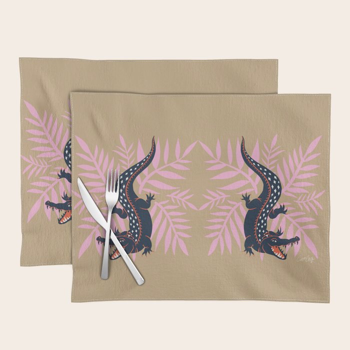 Crocodile - Teal & Ochre Placemat Gallery Image 1