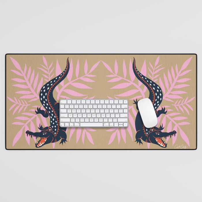 Crocodile - Teal & Ochre Desk Mat Gallery Image 1