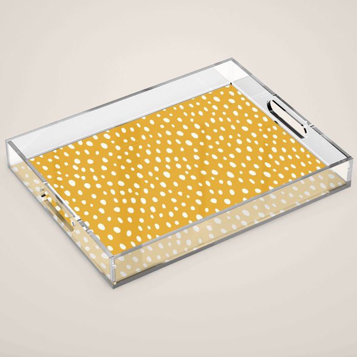 Yellow Polka Dot Spotted Pattern Abstract Print Dots Acrylic Tray Gallery Image 1