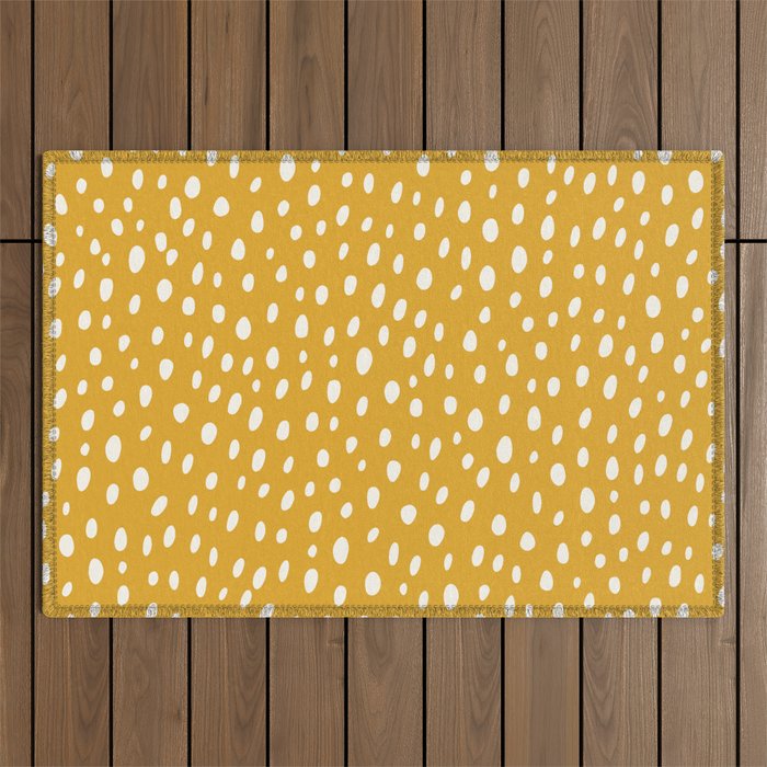 Yellow Polka Dot Spotted Pattern Abstract Print Dots Outdoor Rug