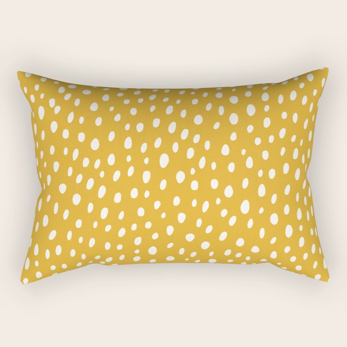 Yellow Polka Dot Spotted Pattern Abstract Print Dots Rectangular Pillow Gallery Image 1