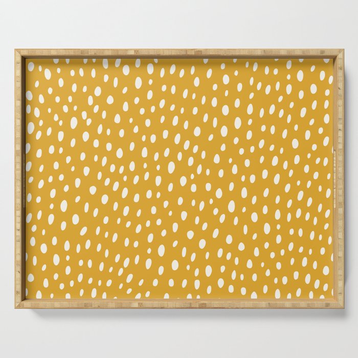 Yellow Polka Dot Spotted Pattern Abstract Print Dots Serving Tray Gallery Image 1