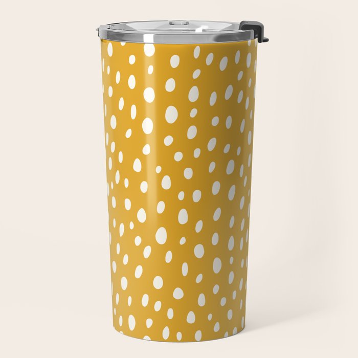 Yellow Polka Dot Spotted Pattern Abstract Print Dots Travel Mug Gallery Image 2