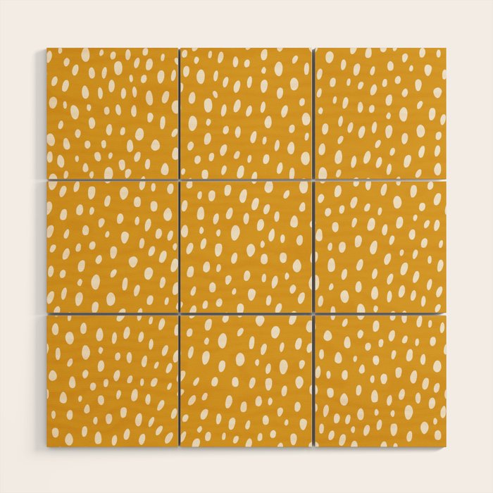 Yellow Polka Dot Spotted Pattern Abstract Print Dots Wood Wall Art