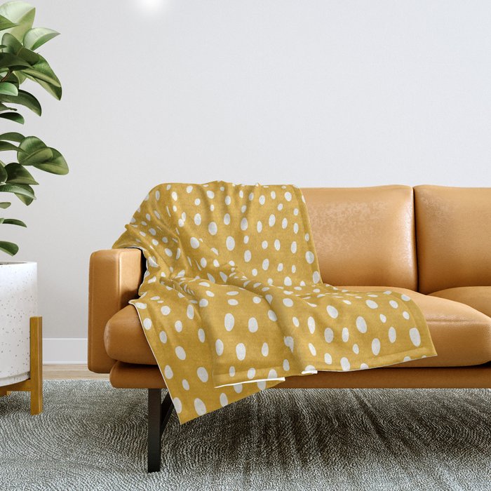 Yellow Polka Dot Spotted Pattern Abstract Print Dots Throw Blanket Gallery Image 1