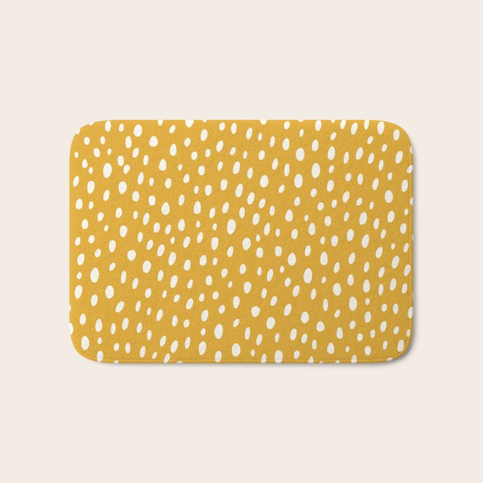 Yellow Polka Dot Spotted Pattern Abstract Print Dots Bath Mat
