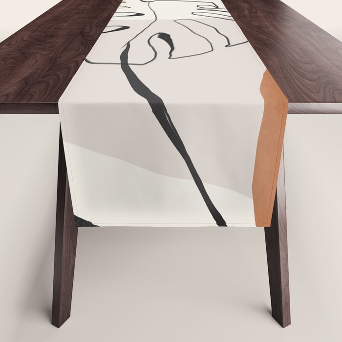 Minimal Abstract Art- Monstera Table Runner Gallery Image 1