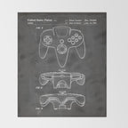 Video Game Controller Patent - Retro Gaming Game Room Art - Black Chalkboard Throw Blanket Gallery Image 2