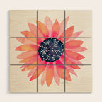 Single Sunflower â Pink & Indigo Wood Wall Art Gallery Image 1