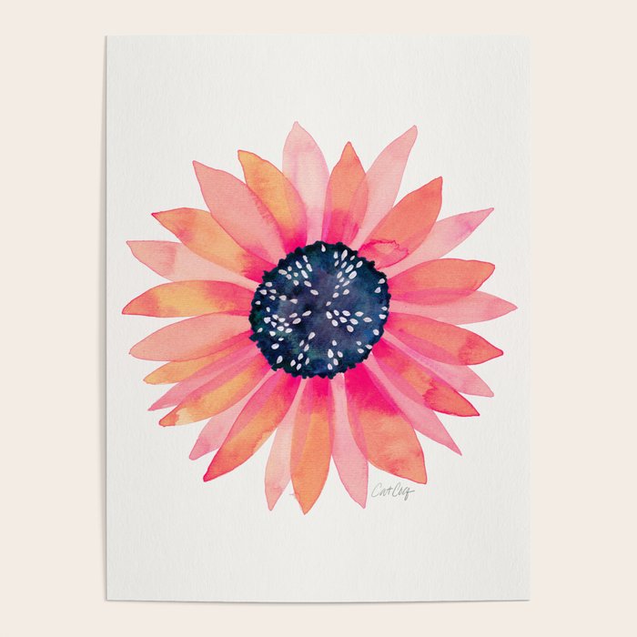 Single Sunflower â Pink & Indigo Poster Gallery Image 1