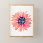 Single Sunflower â Pink & Indigo Mini Art Print Gallery Image 1