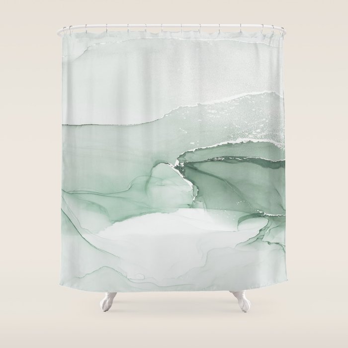Abstract Sage Green Art Print By LandSartprints Shower Curtain Gallery Image 1