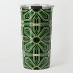 Art Deco Floral Tiles in Emerald Green and Faux Gold Travel Mug Gallery Image 1