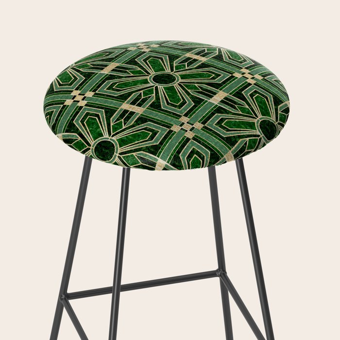 Art Deco Floral Tiles in Emerald Green and Faux Gold Stool Gallery Image 2