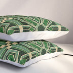 Art Deco Floral Tiles in Emerald Green and Faux Gold Pillow Sham Gallery Image 3