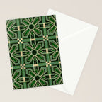 Art Deco Floral Tiles in Emerald Green and Faux Gold Stationery Card Gallery Image 2