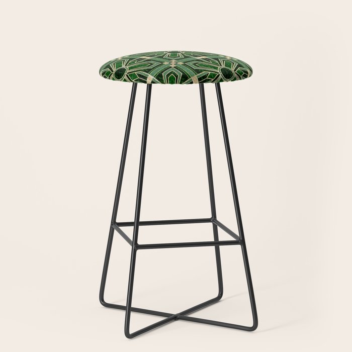 Art Deco Floral Tiles in Emerald Green and Faux Gold Stool Gallery Image 1