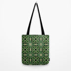 Art Deco Floral Tiles in Emerald Green and Faux Gold Tote Bag Gallery Image 2