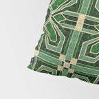 Art Deco Floral Tiles in Emerald Green and Faux Gold Pillow Sham Gallery Image 4