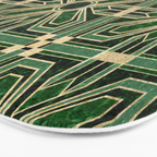 Art Deco Floral Tiles in Emerald Green and Faux Gold Bath Mat Gallery Image 3