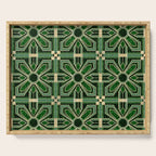 Art Deco Floral Tiles in Emerald Green and Faux Gold Serving Tray Gallery Image 1