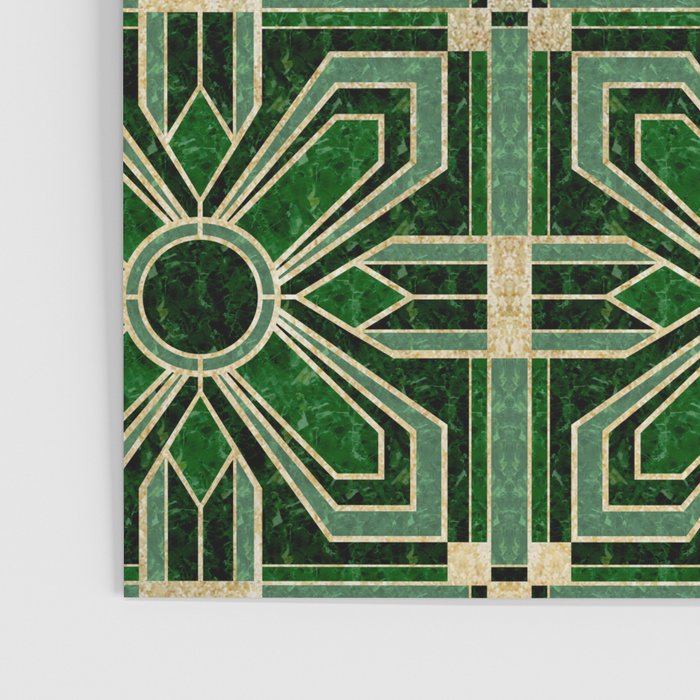 Art Deco Floral Tiles in Emerald Green and Faux Gold Poster Gallery Image 3
