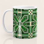 Art Deco Floral Tiles in Emerald Green and Faux Gold Coffee Mug Gallery Image 3