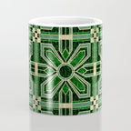 Art Deco Floral Tiles in Emerald Green and Faux Gold Coffee Mug Gallery Image 4