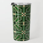 Art Deco Floral Tiles in Emerald Green and Faux Gold Travel Mug Gallery Image 3