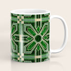 Art Deco Floral Tiles in Emerald Green and Faux Gold Coffee Mug Gallery Image 1