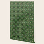Art Deco Floral Tiles in Emerald Green and Faux Gold Wallpaper Gallery Image 2