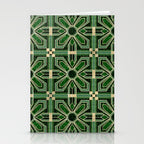 Art Deco Floral Tiles in Emerald Green and Faux Gold Stationery Card Gallery Image 2