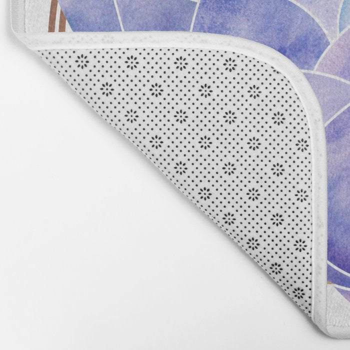 Violet Zen Lotus Flower Watercolor Bath Mat Gallery Image 2
