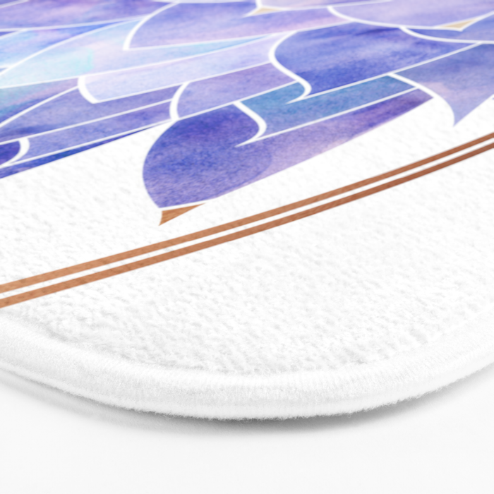 Violet Zen Lotus Flower Watercolor Bath Mat Gallery Image 3