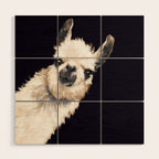 Sneaky Llama in Black Wood Wall Art Gallery Image 1