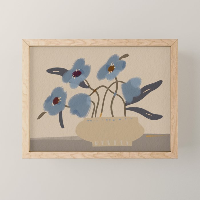 decorative flowers in a vase Mini Art Print Gallery Image 1