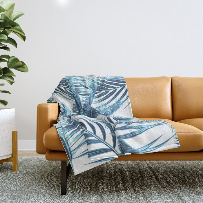 South Pacific palms II - oceanic Throw Blanket Gallery Image 1