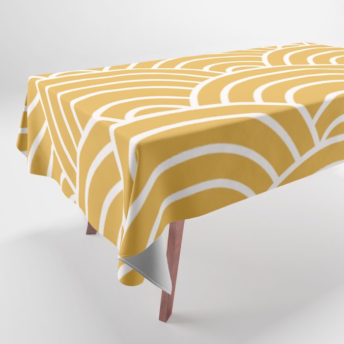 Sunshine Yellow Wave Pattern Tablecloth Gallery Image 1