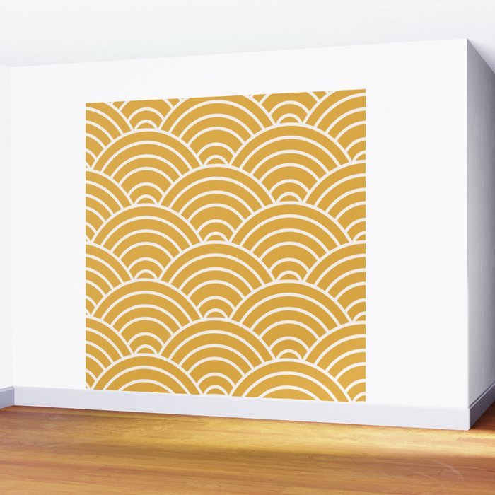 Sunshine Yellow Wave Pattern Wall Mural Gallery Image 2
