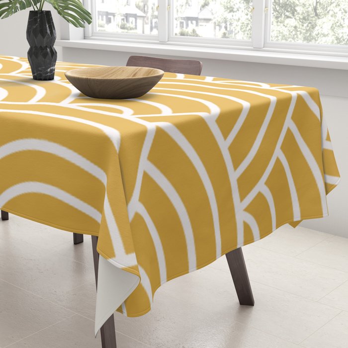 Sunshine Yellow Wave Pattern Tablecloth Gallery Image 3