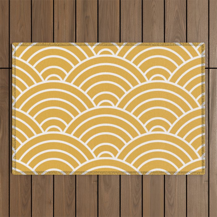 Sunshine Yellow Wave Pattern Outdoor Rug Gallery Image 1