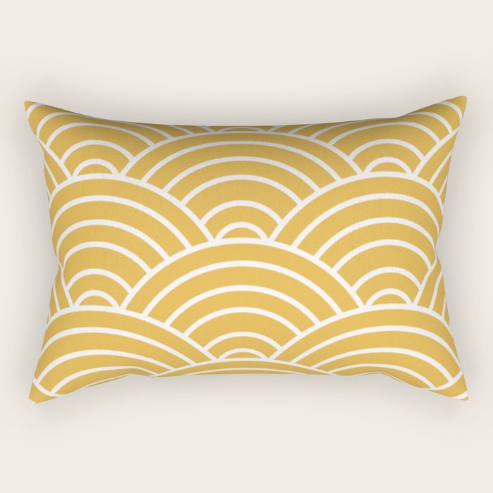 Sunshine Yellow Wave Pattern Rectangular Pillow Gallery Image 2