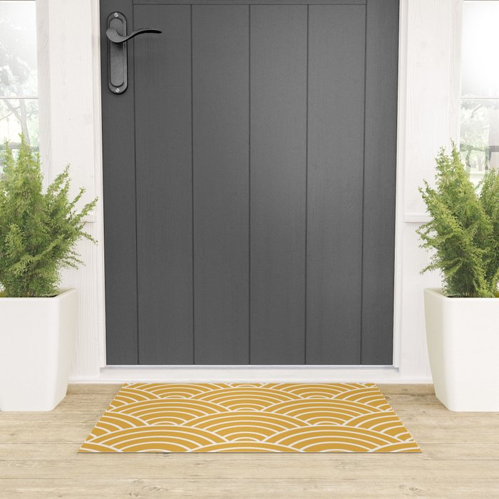 Sunshine Yellow Wave Pattern Welcome Mat Gallery Image 3
