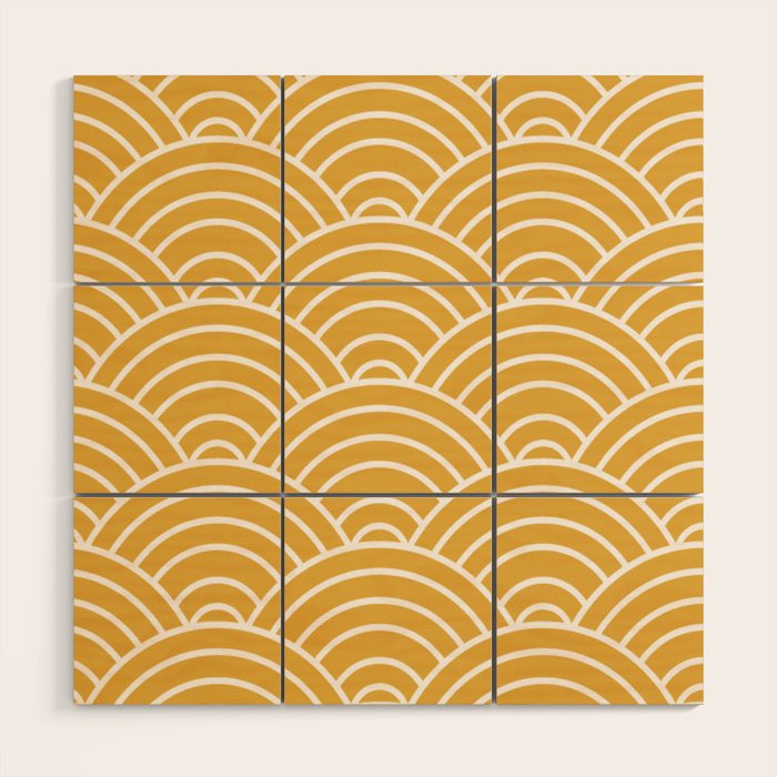 Sunshine Yellow Wave Pattern Wood Wall Art Gallery Image 1