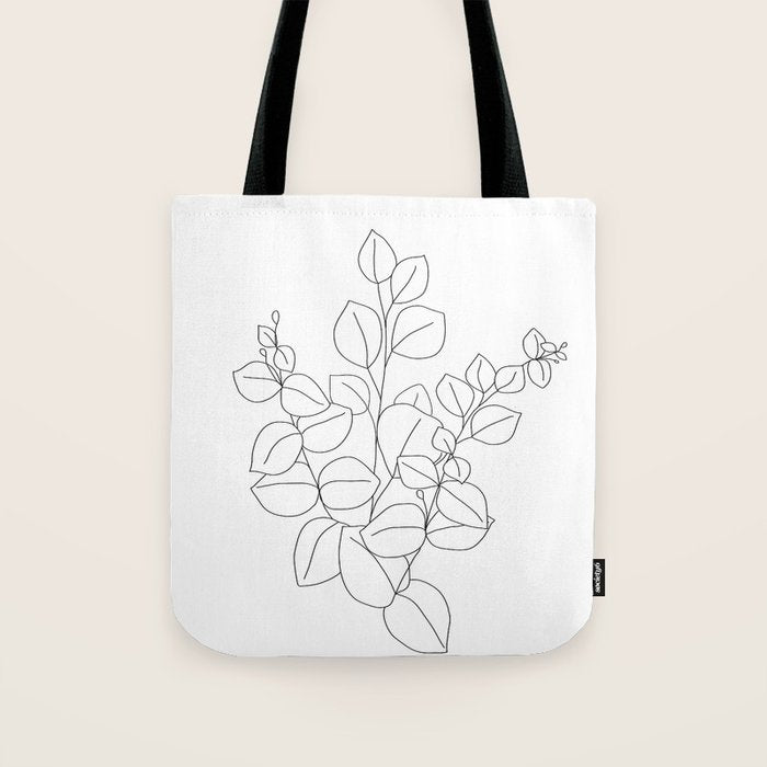 Minimalistic Eucalyptus  Line Art Tote Bag Gallery Image 1