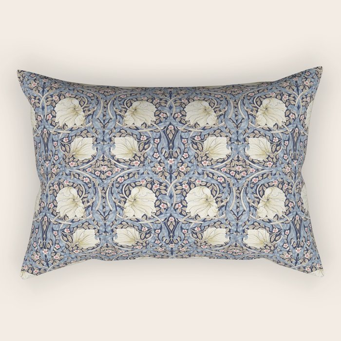 William Morris Vintage Pimpernel Dark Blue & Cream Rectangular Pillow Gallery Image 1