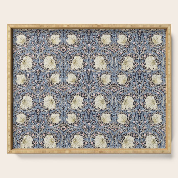 William Morris Vintage Pimpernel Dark Blue & Cream Serving Tray Gallery Image 1